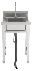 Lavello professionale, rubinetto girevole a 360°, acciaio inossidabile resistente, colore argento