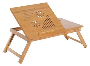 Homcom Tavolino da Letto per PC Portatile con Sistema di Raffreddamento in Bambù, 55x35x22-30cm|Aosom