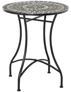 Outsunny Tavolino da Giardino in Metallo e Ceramica, Tavolo da Esterno per Terrazzo o Balcone, Diametro 60x71cm, Nero|Aosom