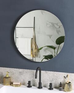 Specchio da Parete Rotondo Argento 60 cm Luci LED Sistema Antiappannamento Accessori Bagno Beliani