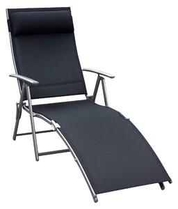 Outsunny Lettino Prendisole Reclinabile, Sedia a Sdraio da Giardino in Metallo, Pieghevole, Relax Terrazzo, 137x63.5x100.5cm - Nero|Aosom