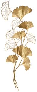 HOMCOM Decorazione Murale 3D in Metallo, Wall Art Dorata con Foglie di Ginkgo 138x70cm|Aosom
