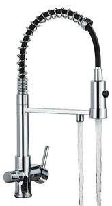 Miscelatore da cucina filtrato, con due manopole, beccuccio flessibile, finitura cromata