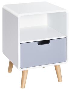 HOMCOM Comodino con Cassetto in MDF e Legno di Pino per Camera da Letto, Soggiorno e Bagno, 40x38x58 cm|Aosom