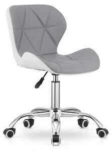 Sedia girevole da ufficio con ampio schienale in ecopelle grigio-bianca