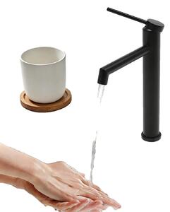Miscelatore per lavabo, da montare a incasso, con funzione di acqua calda e fredda, colore nero, attacco G3/8
