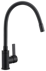 Rubinetto da cucina, collo flessibile, design a basso consumo di acqua, colore nero, attacco G3/8