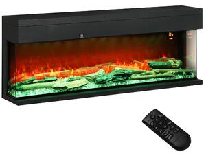 HOMCOM Camino Elettrico 1800W da Incasso e Parete con Temperatura e Fiamma Regolabile, Colorate LED Regolabili, Nero | Aosom Italy