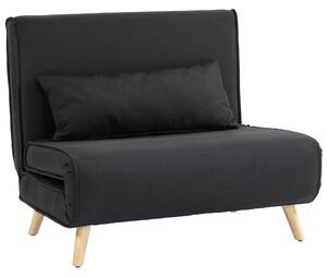 HOMCOM Poltrona Letto 3 in 1 con Schienale Reclinabile su 6 Posizioni in Tessuto, 94x78x80 cm, Nero | Aosom Italy