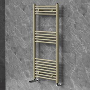 Asciugamani radiante LuxeBath 600x1200 mm, radiatore per bagno con valvola termostatica, asciugamano Sahara a pannello piatto con attacco laterale, portasciugamani, color beige