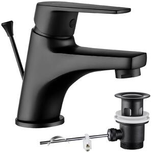 Miscelatore per lavabo, da montare a incasso, con aeratore a risparmio idrico, colore nero, attacco G3/8