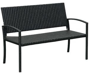 Outsunny Panchina da Giardino ed Esterno in Rattan, Panca in Rattan Nero 2 Posti, 122x60x87cm