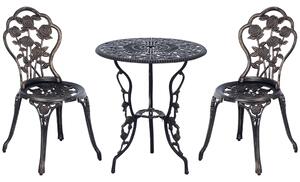 Outsunny Tavolo con sedia da giardino set da giardino in 3 pezzi, gruppo salotto, set da balcone, mobili da balcone, sedia da tavolo, Bronzo