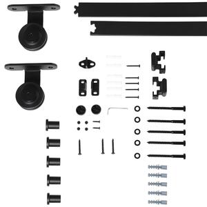 HOMCOM Kit Porta Scorrevole in Acciaio con Binari, Fermi e Guide, 200x40x0.6 cm, Nero | Aosom Italy