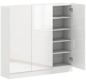 HOMCOM Scarpiera Slim da Ingresso per 25-30 Paia di Scarpe con Ante a Chiusura Ammortizzata, 106.4x34x108.5 cm, Bianco Lucido | Aosom Italy