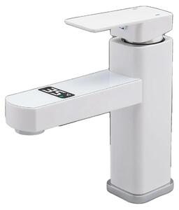 Miscelatore per lavabo, indicatore LED della temperatura, controllo monocomando, BIANCO