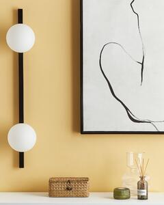Lampada da parete con vaso per piante base nera in metallo con 2 paralumi in vetro stile moderno camera da letto Beliani