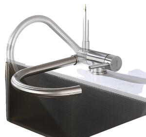 Rubinetto da cucina, design pieghevole, beccuccio girevole a 360°, cromato