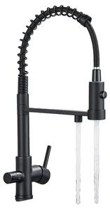 Rubinetto da cucina, con funzione spray estraibile, due manopole, colore nero