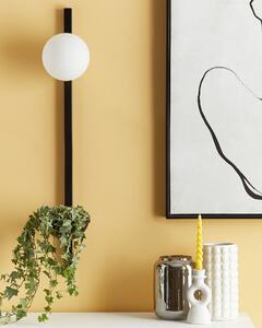 Lampada da parete con vaso per piante base nera in metallo e paralume in vetro stile moderno camera da letto Beliani