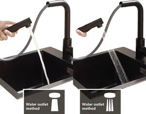 Miscelatore da cucina, acciaio inossidabile 304, montaggio a soffitto, con erogatore estraibile, monocomando, finitura spazzolata