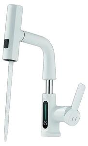 Miscelatore per lavabo, con comando a leva, design moderno, colore bianco