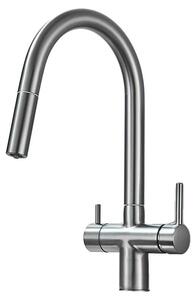 Rubinetto da cucina, a due manopole, girevole a 360 gradi, colore grigio gunmetal