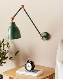 Lampada da parete moderna verde scuro da lettura a braccio lungo in metallo bianco dal design moderno Beliani