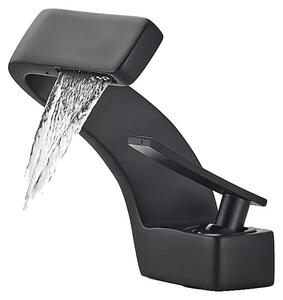 Miscelatore per lavabo, struttura in acciaio inossidabile, erogatore a cascata, colore nero