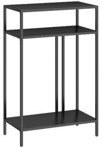 HOMCOM Tavolo Consolle con Ripiani Aperti a 3 Livelli, in Acciaio, 55x30x85 cm, Nero | Aosom Italy