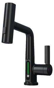 Miscelatore per lavabo, con comando a leva, design moderno, finitura nera opaca