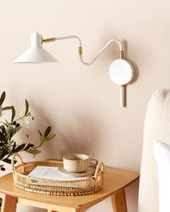 Lampada da parete con paralume in metallo bianco regolabile a braccio lungo camera da letto soggiorno Beliani