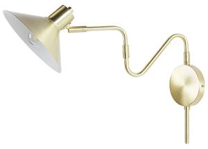 Lampada da parete con paralume in metallo oro regolabile a braccio lungo camera da letto soggiorno Beliani