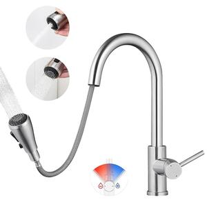 Miscelatore da cucina, design estraibile, doppia modalità di flusso dell'acqua, cromo, attacco G3/8