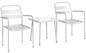 Outsunny Set Bistrò 3 pezzi: tavolino in vetro e 2 sedie, arredo esterno bianco. | Aosom Italy