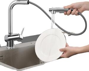 Rubinetto da cucina, monocomando, rotazione a 360 gradi, cromato, attacco G3/8