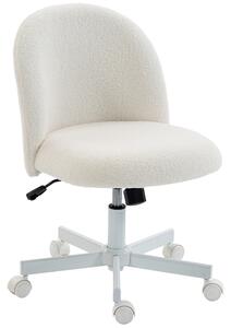 HOMCOM Sedia Scrivania Girevole in Sherpa con Altezza Regolabile, Funzione Dondolo, Capacità 120 kg, Crema | Aosom Italy