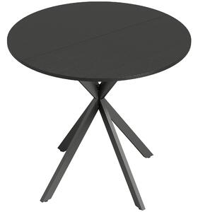 Tavolo da Pranzo Rotondo Stile Industriale Ø80x75 cm con Piano in Truciolare e Gambe a Croce in Acciaio Nero