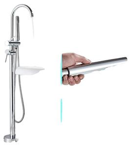 Piede con design a "pata", include doccetta manuale, finitura cromata
