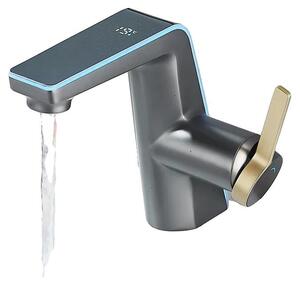 Miscelatore per lavabo, monocomando, con display LED, colore grigio