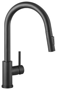 Miscelatore da cucina con soffione estraibile, realizzato in acciaio inossidabile resistente e di colore nero