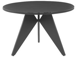 Set di mobili da esterno tavolo rotondo da pranzo nero 110 cm in alluminio e legno sintetico 4 sedie cuscini grigi Beliani