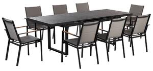 Set mobili da giardino tavolo allungabile nero 180 x 90 cm in alluminio con 8 sedie Beliani
