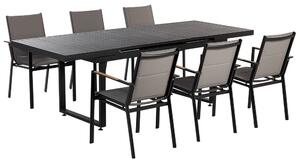 Set mobili da giardino tavolo allungabile nero 180 x 90 cm in alluminio con 6 sedie Beliani