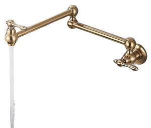 Rubinetto da cucina, montaggio a parete, bocchetta girevole a 360°, finitura oro spazzolato, attacco G1/2