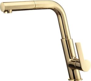 Rubinetto da cucina, con erogatore estraibile, struttura in ottone, attacco G3/8, finitura dorata