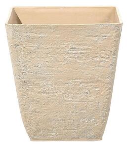 Vaso per piante in poliresina in pietra beige 39 x 39 x 43 cm per interni ed esterni quadrato Beliani