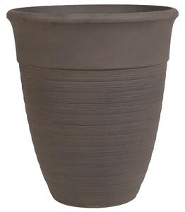 Set di 2 vasi per piante fioriere in pietra marrone massiccio rotonde varie misure all'aperto per tutte le stagioni Beliani