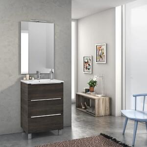 Mobile bagno a terra Dama completo di lavabo e specchio contenitore 60x45  cm- Rovere Alaska