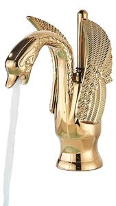 Miscelatore per lavabo, da montare a parete, struttura in ottone, finitura oro opaco